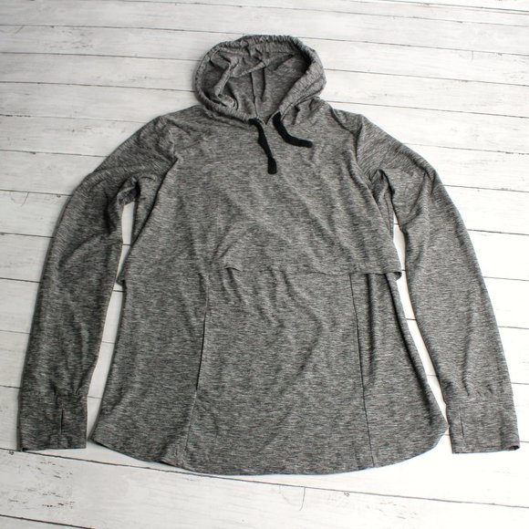 Motherhood Women's Maternity Nursing Athletic Top Size M Gray Hooded - Picture 3 of 7